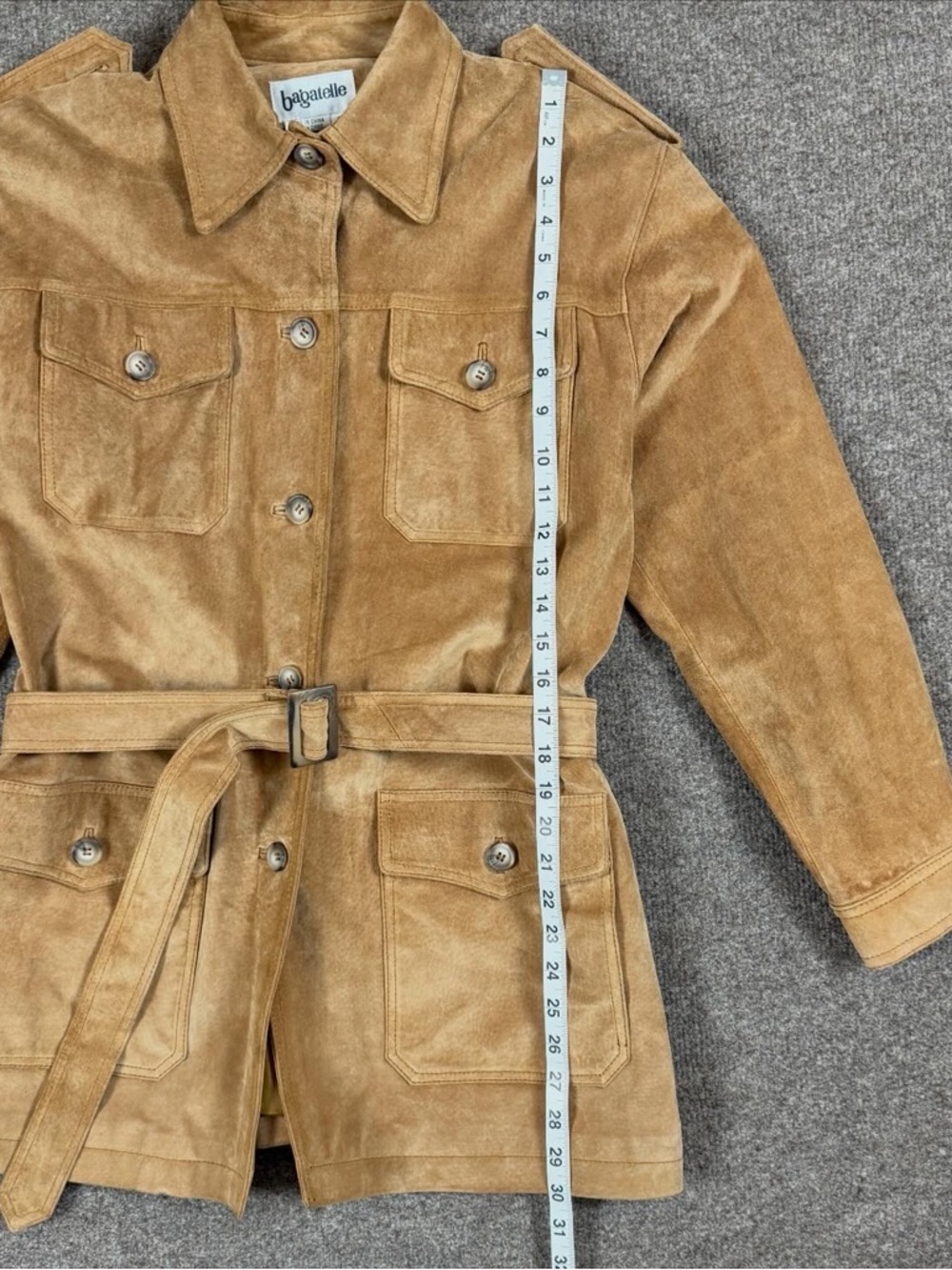 Vintage Suede Leather Belted Jacket Women’s Small Western Utility Safari Trench - Picture 10 of 11